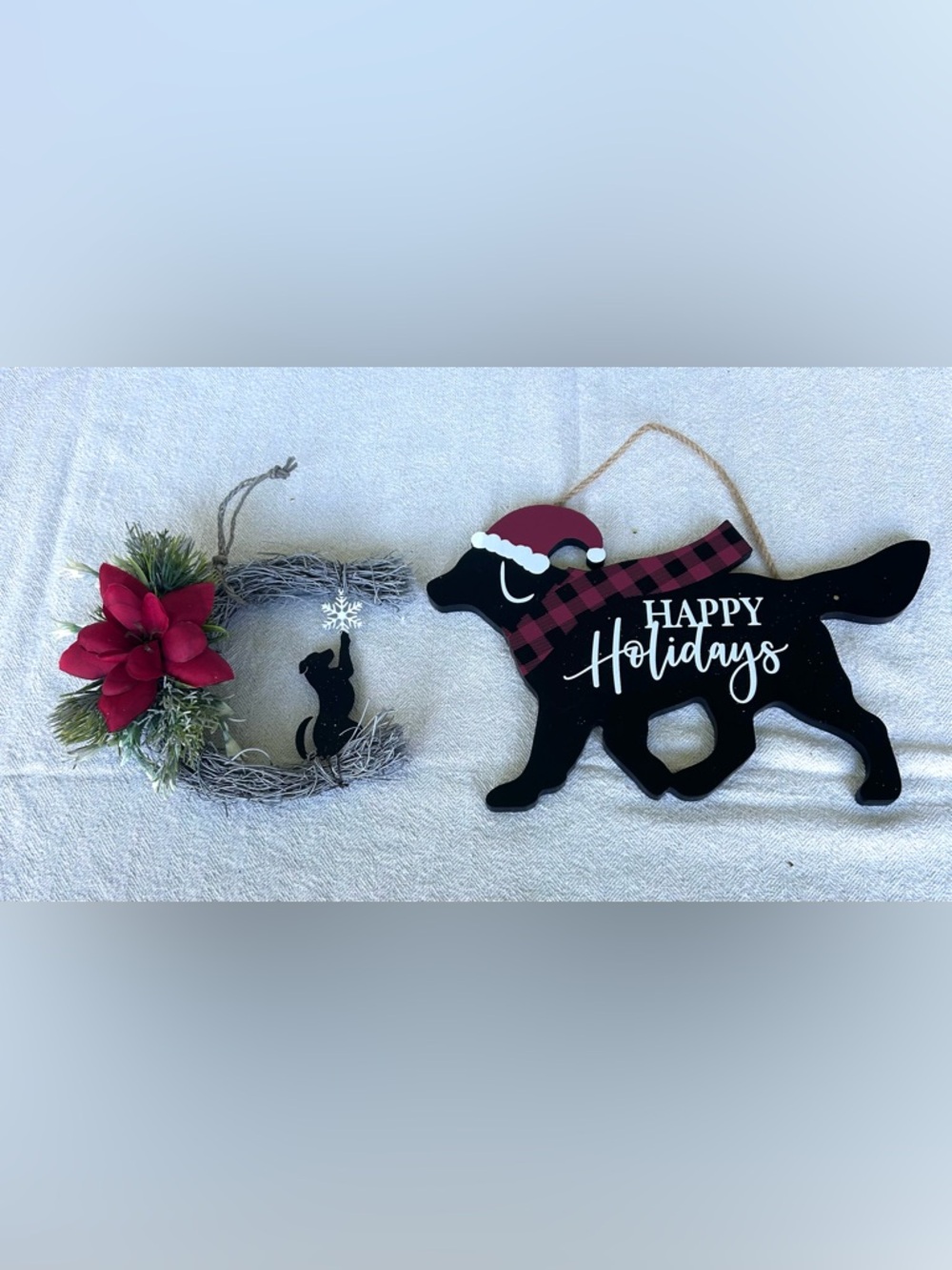 Black lab Christmas wall decor - - 2 items